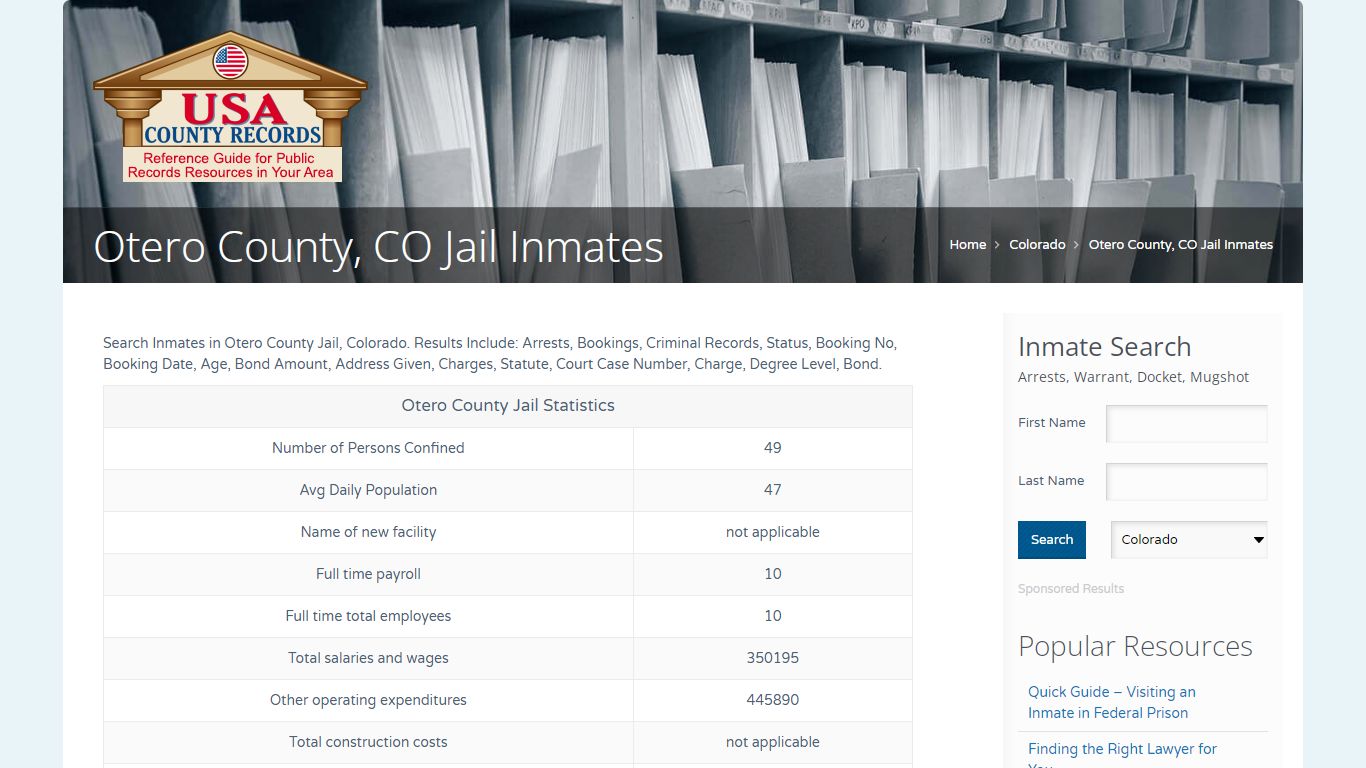 Otero County, CO Jail Inmates | Name Search